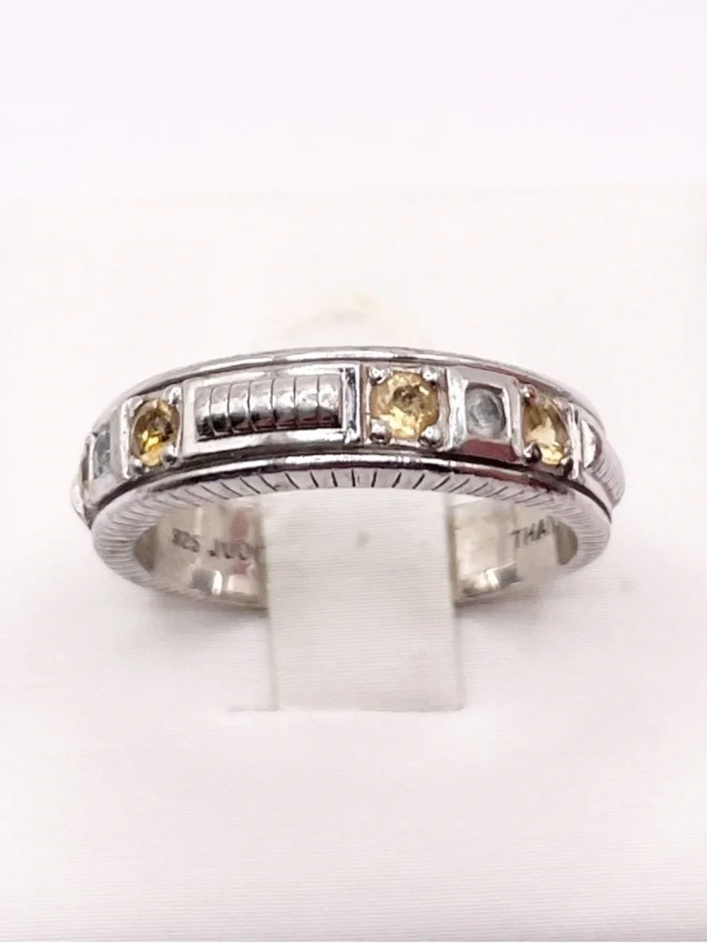 Size 6.5 Citrines 925 Sterling Ring- signed Judith Ripka